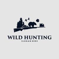 Vintage style wild hunting logo design vector