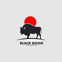 gran concepto de diseño de logotipo plano simple de bisonte salvaje vector