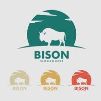 gran concepto de diseño de logotipo plano simple de bisonte salvaje vector