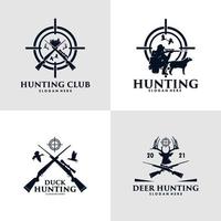 Collection of hunting duck and deer hunt logo design vector