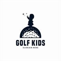 Golf kids silhouette vector golf logo