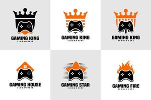 set of illustration gaming logo design vector