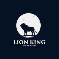 rey león en el diseño del logotipo de la luna vector