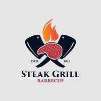 steak grill logo design template premium vector