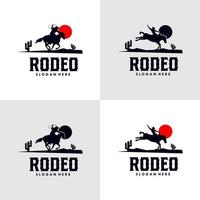 Rodeo cowboy riding horse on a wooden sign vector