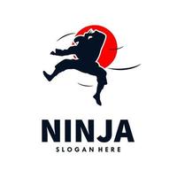 Ninja Logo Template design Premium Vector