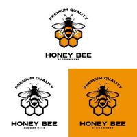 vintage honey bee logo template illustration vector graphic