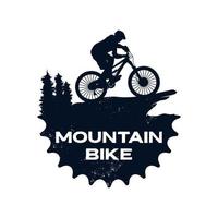 Mountain bike logo template gear and cyclist vector