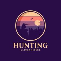 Hunting mountain logo design template vector