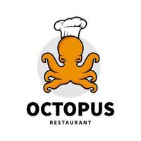 Octopus chef logo design template Premium Vector