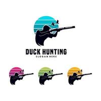 Duck hunt shooting club logo design vector