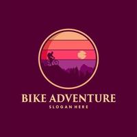 Adventure bike mountain road logo design vector