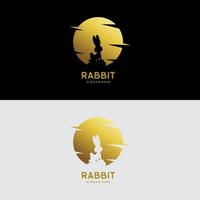 Rabbit moon logo design illustration vector