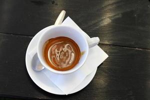 Hot coffee on the table in a restaurant. photo