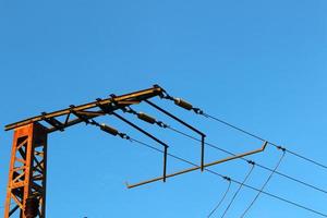 Electrical wires carrying high voltage current. photo