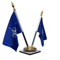 nato 3d illustration dubbel- v skrivbord flagga stå png