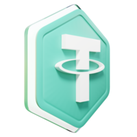 Tether USDT Badge Crypto 3D Rendering png