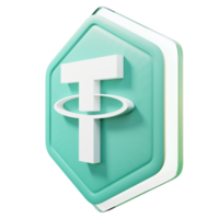 tether usdt badge crypto representación 3d png