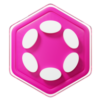 badge à pois crypto isolé sur fond blanc rendu 3d de la technologie blockchain png