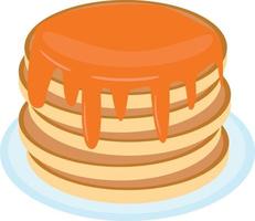 pancake with maple syrup, honey on a plate in flat style. single element for design. food, american dessert vector