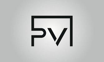 Letter PV logo design. PV logo with square shape in black colors vector free vector template.