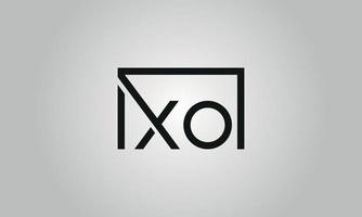 Letter XO logo design. XO logo with square shape in black colors vector free vector template.