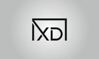 Letter XD logo design. XD logo with square shape in black colors vector free vector template.