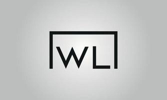 Letter WL logo design. WL logo with square shape in black colors vector free vector template.