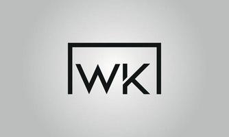 Letter WK logo design. WK logo with square shape in black colors vector free vector template.