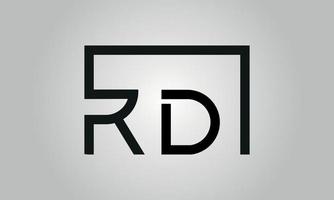 Letter RD logo design. RD logo with square shape in black colors vector free vector template.