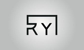 diseño del logotipo de la letra ry. logotipo de ry con forma cuadrada en colores negros vector plantilla de vector libre.