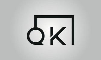 Letter QK logo design. QK logo with square shape in black colors vector free vector template.