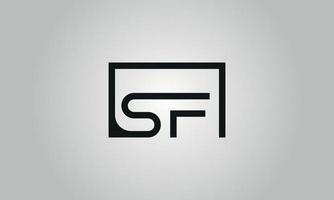 Letter SF logo design. SF logo with square shape in black colors vector free vector template.