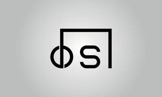 Letter OS logo design. OS logo with square shape in black colors vector free vector template.