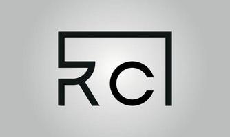 Letter RC logo design. RC logo with square shape in black colors vector free vector template.