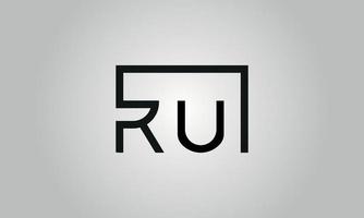 letter ru logo design. ru logo with square shape in black colors vector free vector template.