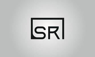 Letter SR logo design. SR logo with square shape in black colors vector free vector template.