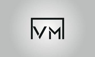 Letter VM logo design. VM logo with square shape in black colors vector free vector template.