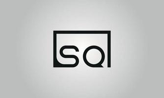 Letter SQ logo design. SQ logo with square shape in black colors vector free vector template.