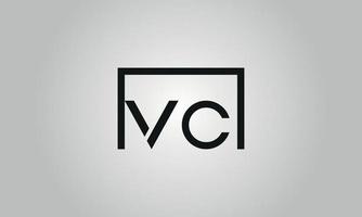 Letter VC logo design. VC logo with square shape in black colors vector free vector template.