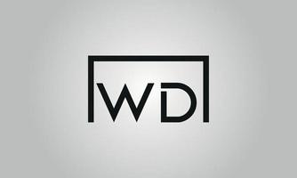 Letter WD logo design. WD logo with square shape in black colors vector free vector template.