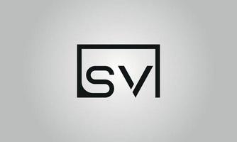Letter SV logo design. SV logo with square shape in black colors vector free vector template.