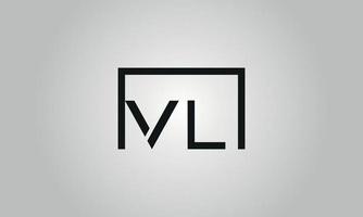 Letter VL logo design. VL logo with square shape in black colors vector free vector template.