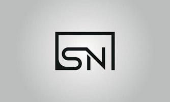 Letter SN logo design. SN logo with square shape in black colors vector free vector template.