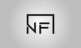 Letter NF logo design. NF logo with square shape in black colors vector free vector template.