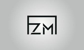 diseño del logotipo de la letra zm. logotipo de zm con forma cuadrada en colores negros vector plantilla de vector libre.