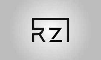 letter rz logo design. rz logo with square shape in black colors vector free vector template.