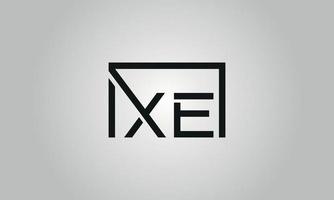 diseño del logotipo de la letra xe. logotipo de xe con forma cuadrada en colores negros vector plantilla de vector libre.