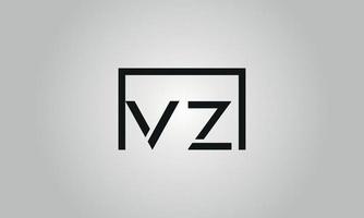 Letter VZ logo design. VZ logo with square shape in black colors vector free vector template.