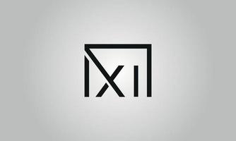 Letter XI logo design. XI logo with square shape in black colors vector free vector template.